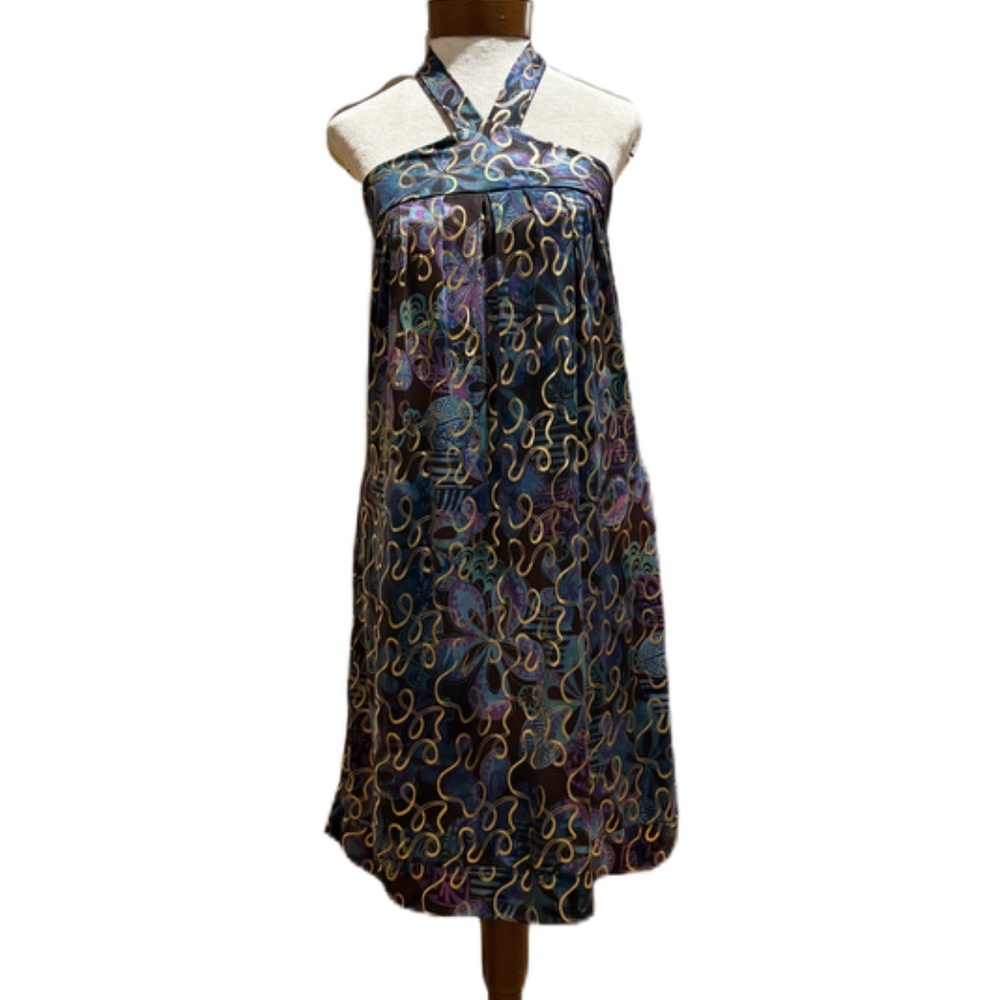Wish Collection halter dress metallic swirl Medium